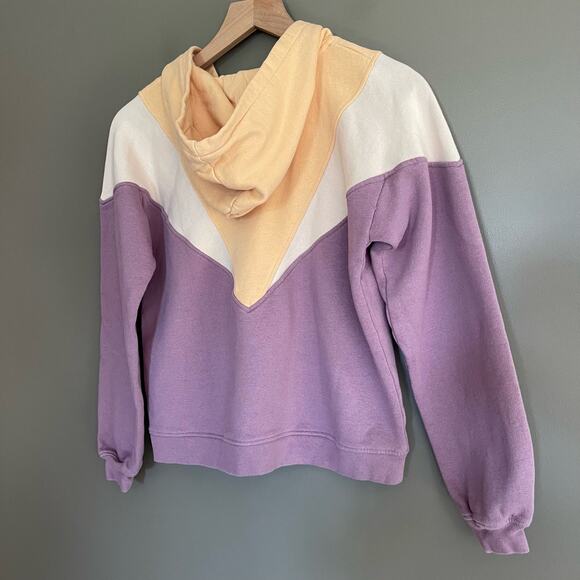 SEZANE‎ Tess Hooded Sweatshirt Size XXS Mauve Purple Yellow Chic French Pullover - Picture 13 of 16
